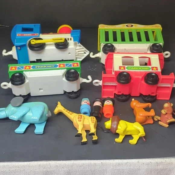 #1 OG Vintage 1973 Fisher Price #991 Little People Train 2581 figures& animals - Picture 3 of 16